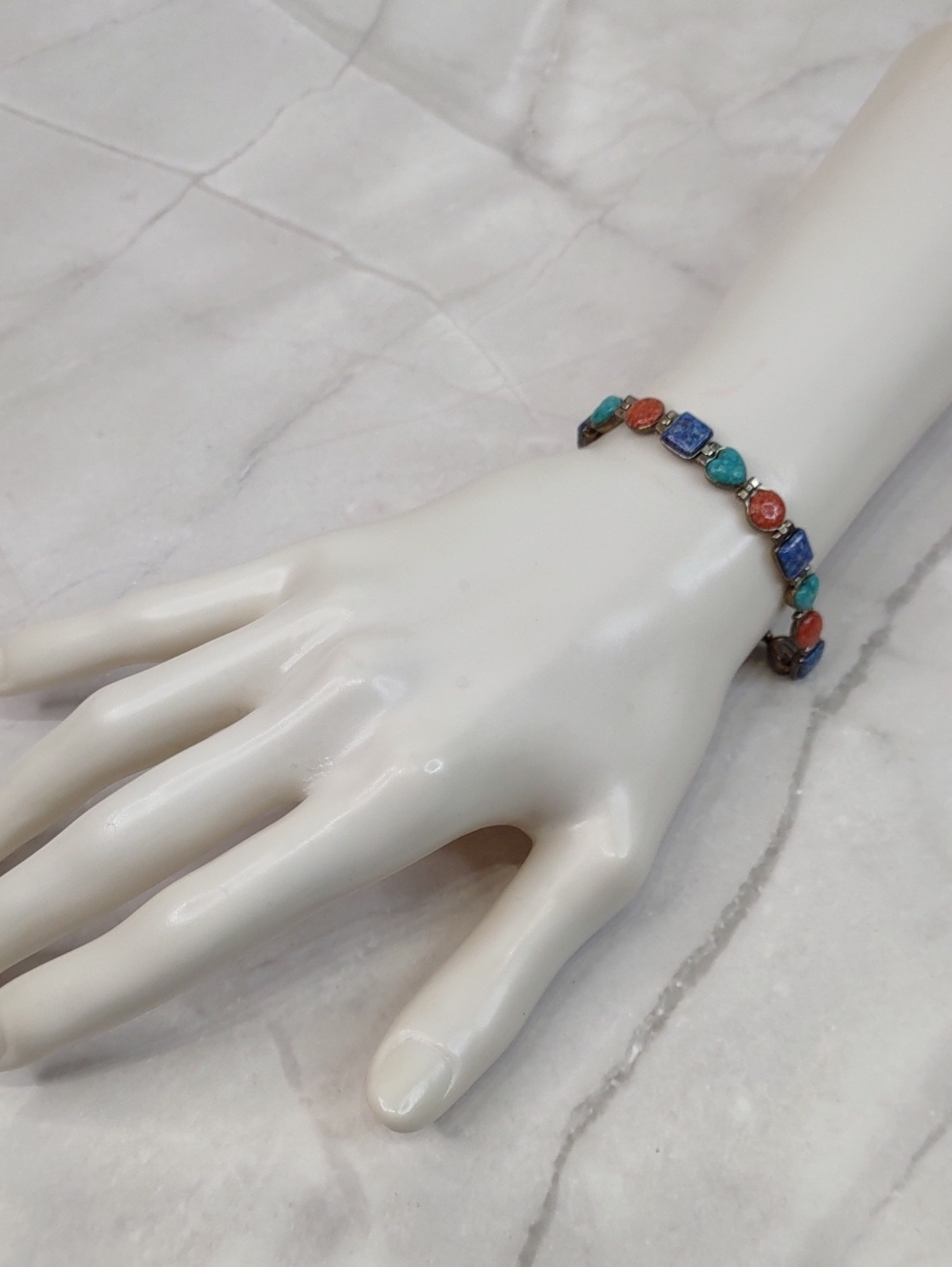 Artisan Crafted Sterling Silver/Multicolor Gemstone Bracelet